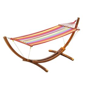 Patio Garden Portable Outdoor Polyester Hammock Set Red With Hammock Stand And Handbag (Type: Hammocks, Color: Wood)