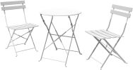 SR Steel Patio Bistro Set, Folding Outdoor Patio Furniture Sets, 3 Piece Patio Set of Foldable Patio Table and Chairs