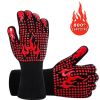 BBQ Gloves Extreme Heat Resistant Protective Cooking Gloves Food Grade Kitchen Oven Mitts Silicone Non-Slip for BBQ Cooking Baking