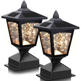 Garden & Patio Landscape Decoration Lighting Solar Post Lights 2 Pcs Set (Lighting Color: Warm White, Main Material: Plastic)