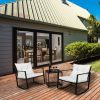 3 Pieces Patio Set Outdoor Wicker Patio Furniture Sets Modern Bistro Set Rattan Chair Conversation Sets with Coffee Table for Yard and B