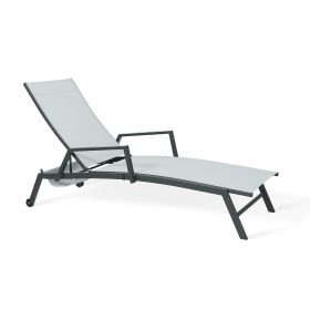 Upland 77" Long Reclining Single Chaise, Adjustable Patio Chaise Lounge, Outdoor Folding Lounge Recliner Chairs w/Adjustable Backrest (Style: JYB3008F-WA-C)