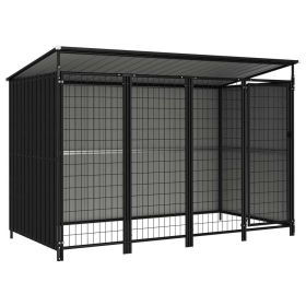 Outdoor Dog Kennel 99.6"x52.4"x64.6" (Color: Grey)