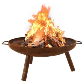 Fire Pit 27.6"x23.2"x11" Steel (Color: Brown)