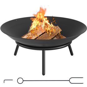 Outdoor Recreation Dinning Barbeque 2-in-1 Heating & BBQ Fire Pit (Color: Black 22in, Main Material: Stainless Steel)