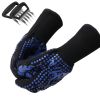 BBQ Gloves Extreme Heat Resistant Protective Cooking Gloves Food Grade Kitchen Oven Mitts Silicone Non-Slip for BBQ Cooking Baking