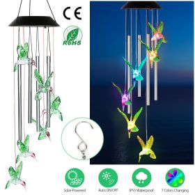 Solar Wind Chime Lights Butterfly Lamp 7 Color Changing String Lights (Type: GreenHummingBird)