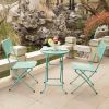 Premium Steel Patio Bistro Set, Folding Outdoor Patio Furniture Sets, 3 Piece Patio Set of Foldable Patio Table and Chairs