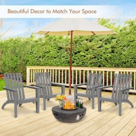 Outdoor Durable Patio Acacia Wood Adirondack Lounge Armchair (Color: Gray)