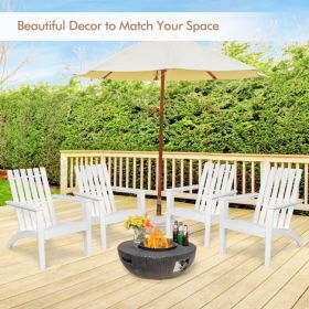 Outdoor Durable Patio Acacia Wood Adirondack Lounge Armchair (Color: White)