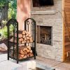 Fireplace Log Rack with 4 Pieces Fireplace Tools