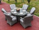 Direct Wicker Patio Wicker 7 Piece Oval Dining Set-Gray