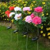 LED Roses with Leaves Flower Stake, Solar Energy for Garden Backyard