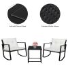 3 Pieces Patio Set Outdoor Wicker Patio Furniture Sets Modern Bistro Set Rattan Chair Conversation Sets with Coffee Table for Yard and B