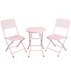 Premium Steel Patio Bistro Set, Folding Outdoor Patio Furniture Sets, 3 Piece Patio Set of Foldable Patio Table and Chairs