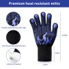 BBQ Gloves Extreme Heat Resistant Protective Cooking Gloves Food Grade Kitchen Oven Mitts Silicone Non-Slip for BBQ Cooking Baking