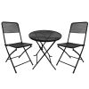 Premium Steel Patio Bistro Set, Folding Outdoor Patio Furniture Sets, 3 Piece Patio Set of Foldable Patio Table and Chairs