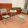 Premium Steel Patio Bistro Set, Folding Outdoor Patio Furniture Sets, 3 Piece Patio Set of Foldable Patio Table and Chairs