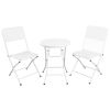 Premium Steel Patio Bistro Set, Folding Outdoor Patio Furniture Sets, 3 Piece Patio Set of Foldable Patio Table and Chairs