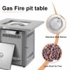 28in Outdoor Propane Fire Pit Table 50,000 BTU Silver Square Gas Fire Pit Table