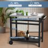 Outdoor Prep Cart Dining Table for Pizza Oven, Patio Grilling Backyard BBQ Grill Cart