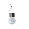 Garden Cracked Glass Ball Hanging Solar Lights with Handle and Clip