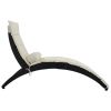 Patio Wicker Sun Lounger, PE Rattan Foldable Chaise Lounger with Removable Cushion and Bolster Pillow, Black Wicker and Beige Cushion