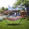 Patio Garden Portable Outdoor Polyester Hammock Set Red With Hammock Stand And Handbag