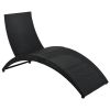 Patio Wicker Sun Lounger, PE Rattan Foldable Chaise Lounger with Removable Cushion and Bolster Pillow, Black Wicker and Beige Cushion