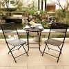 Premium Steel Patio Bistro Set, Folding Outdoor Patio Furniture Sets, 3 Piece Patio Set of Foldable Patio Table and Chairs