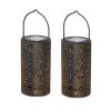 Backyard Patio Hanging Solar Metal Lamp Retro Money Hole Hollow Wind Light