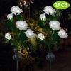 2Pcs Solar Powered Lights Outdoor Rose Flower LED Decorative Lamp Water Resistant Pathway Stake Lights