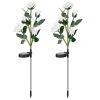 2Pcs Solar Powered Lights Outdoor Rose Flower LED Decorative Lamp Water Resistant Pathway Stake Lights