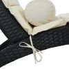 Patio Wicker Sun Lounger, PE Rattan Foldable Chaise Lounger with Removable Cushion and Bolster Pillow, Black Wicker and Beige Cushion