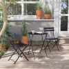 SR Steel Patio Bistro Set, Folding Outdoor Patio Furniture Sets, 3 Piece Patio Set of Foldable Patio Table and Chairs